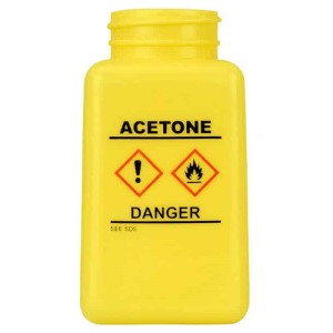 BOTTLE ONLY\, YELLOW\, HCS LABEL\, ACETONE PRINTED\, 6 OZ